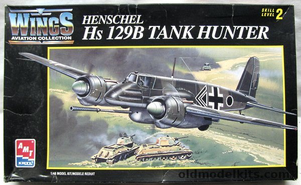 AMT 1/48 Henschel Hs-129B Tank Buster - Luftwaffe SG4(II Gruppe) Russia 1944 / IV Gruppe SG9 Commander Winter 1944, 8684 plastic model kit